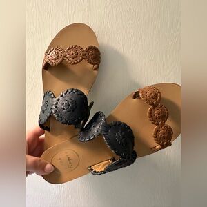 Jack Rogers Lauren Sandals in Tan/Navy